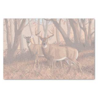 Whitetail Deer In Forest Retro Style Nature Tissue Paper