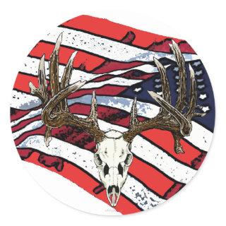 Whitetail deer skull 1 classic round sticker