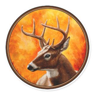 Whitetail Deer Trophy Buck Head Classic Round Sticker