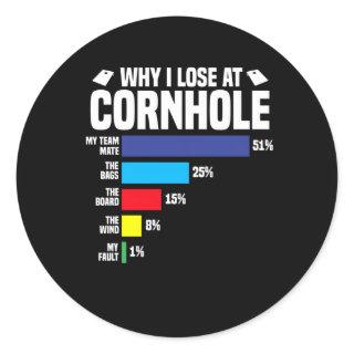 Why I Lose At Cornhole Cornhole Player Classic Round Sticker