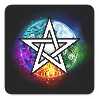 Wiccan pentagram square sticker