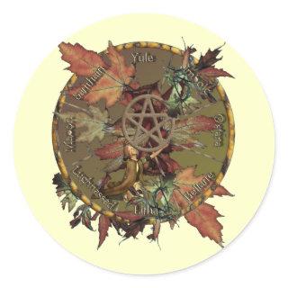 Wiccan Wheel With Pentacle Stickers