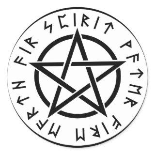 Wiccan white pentagram classic round sticker