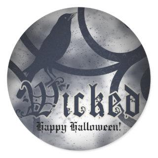 Wicked Halloween Party Black Crow Bird Classic Round Sticker