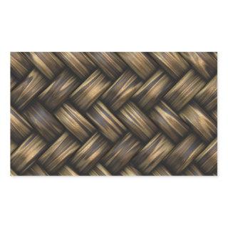 Wicker Rattan Weave Woven Pattern Basket Rectangular Sticker