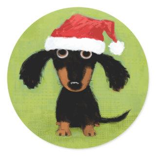 Wiener Dog Santa | Cute Christmas Dachshund Classic Round Sticker