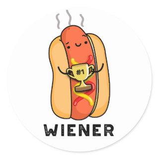 Wiener Funny Sausage Pun  Classic Round Sticker
