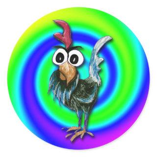Wild and Crazy Rooster Sticker