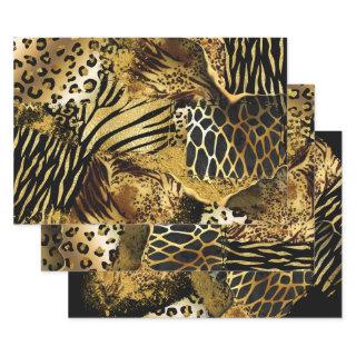 Wild animal safari skin print pattern gold black  sheets