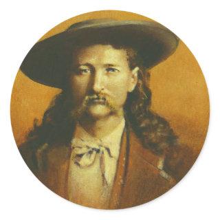 Wild Bill Hickok Illustration Classic Round Sticker