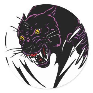 Wild Black Panther Classic Round Sticker