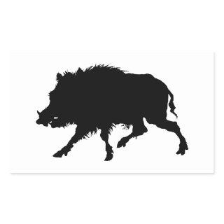 Wild Boar or Wild Pig Elegant Silhouette Rectangular Sticker