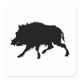 Wild Boar or Wild Pig Elegant Silhouette Square Sticker