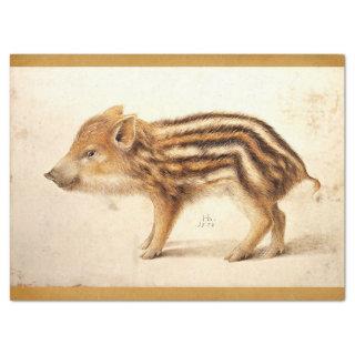 WILD BOAR PIGLET Antique Animal Drawing Parchment  Tissue Paper