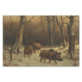 Wild Boars in the Snow (by Rosa Bonheur) Tissue Paper