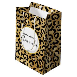 Wild & Exotic Leopard Print Pattern Birthday Mediu Medium Gift Bag