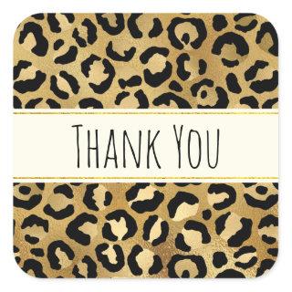 Wild & Exotic Leopard Print Pattern Thank You Square Sticker