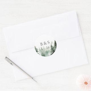 Wild Forest Pines Wedding Monogram Envelope Seal