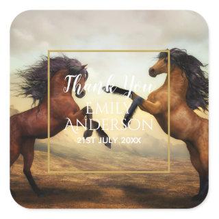 Wild HORSES Party Supplies Equestrian - ADD PHOTO Square Sticker