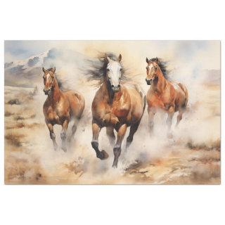Wild Horses Watercolor Decoupage Tissue Paper