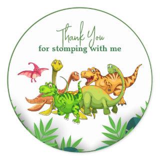 Wild Jungle Dinosaur Adventure Kids Birthday Classic Round Sticker