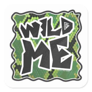 Wild Me Snake Black and Green Print Square Sticker