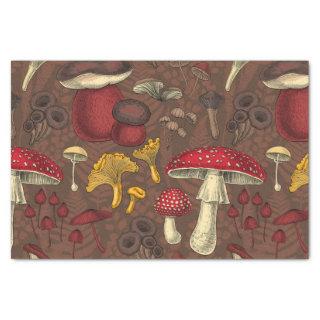 Wild mushrooms on brown tissue paper