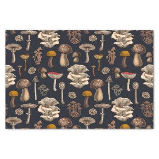 Wild Mushrooms  on graphite black Tissue Paper