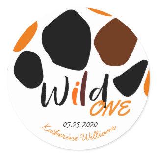 Wild One Animal Pattern Modern Birthday Sticker
