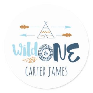 Wild One Boy First Birthday Stickers