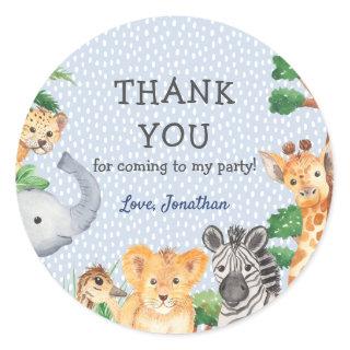 Wild One Forest Animals Thank You Birthday Favor Classic Round Sticker