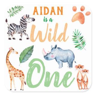 Wild One Safari Animal 1st Birthday Wild Things Square Sticker