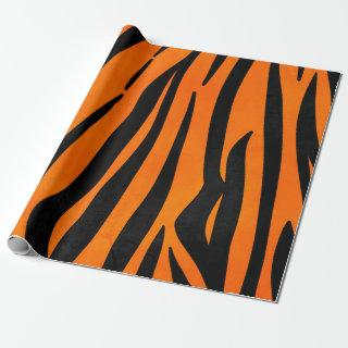 Wild Orange Black Tiger Stripes Animal Print