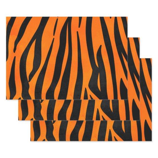 Wild Orange Black Tiger Stripes Animal Print  Sheets
