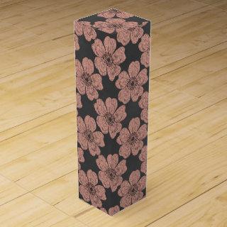 Wild Peach Roses Chalkboard Wine Gift Box