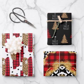Wild Red Buffalo Plaid Leopard Print Christmas  Sheets