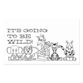 Wild Safari Animals, Children's Birthday Party Rectangular Sticker