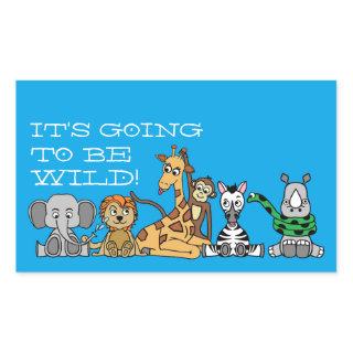 Wild Safari Animals, Children's Birthday Party Rectangular Sticker