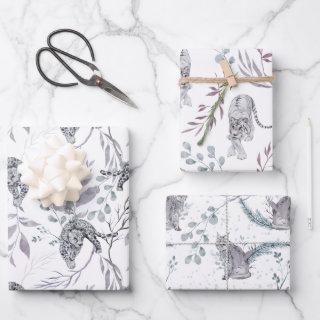 Wild Snow Cats with Winter Botanicals  Sheets