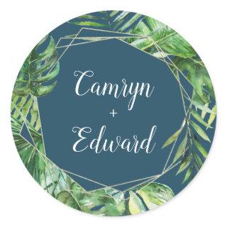 Wild Tropical Palm | Navy Geometric Envelope Seal