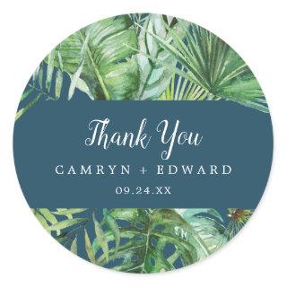 Wild Tropical Palm | Navy Thank You Favor Sticker