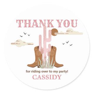 Wild West Western Cowgirl Birthday Party Thank You Classic Round Sticker