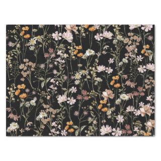 Wildflower Boho Bloom Garden Black Tissue Paper