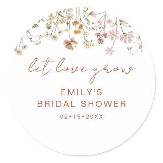 Wildflower Bridal Shower Let Love Grow Classic Round Sticker