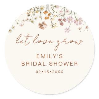 Wildflower Bridal Shower Let Love Grow Classic Round Sticker