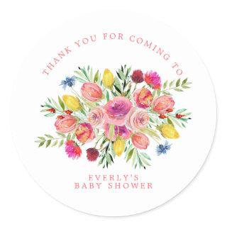 Wildflower Floral Baby Shower Thank You Classic Round Sticker