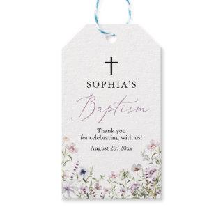 Wildflower Girl Baptism Favor Gift Tags