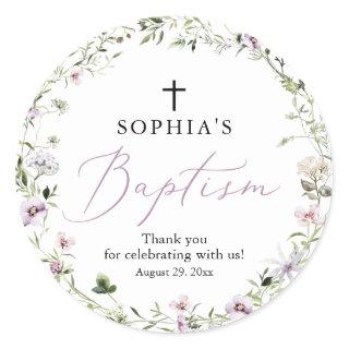 Wildflower Girl Baptism Favor Tag Stickers