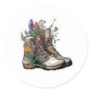 Wildflower Hiking Boot: Experience Unbridled Freed Classic Round Sticker