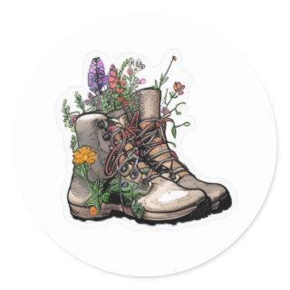 Wildflower Hiking Boot: Experience Unbridled Freed Classic Round Sticker